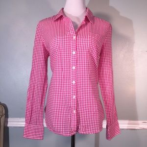 ELLEN TRACY 🩷 Pink Gingham Button Down
